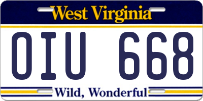 WV license plate OIU668
