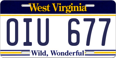 WV license plate OIU677