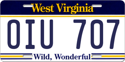 WV license plate OIU707