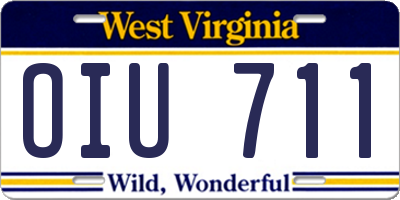 WV license plate OIU711