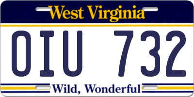 WV license plate OIU732