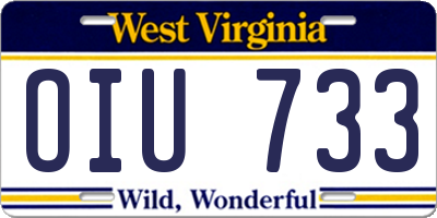 WV license plate OIU733