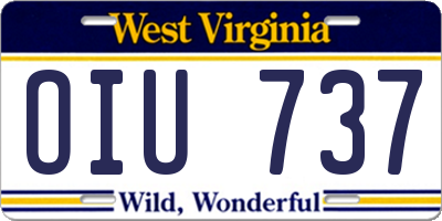 WV license plate OIU737