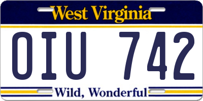 WV license plate OIU742