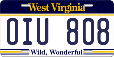 WV license plate OIU808