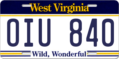 WV license plate OIU840