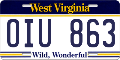 WV license plate OIU863