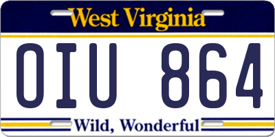 WV license plate OIU864
