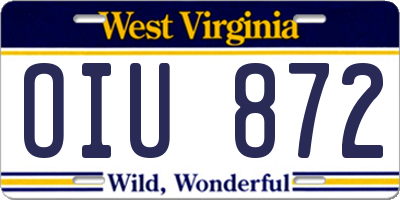 WV license plate OIU872
