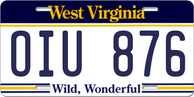 WV license plate OIU876