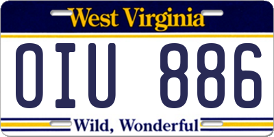 WV license plate OIU886