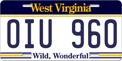 WV license plate OIU960