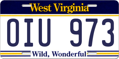 WV license plate OIU973