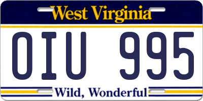WV license plate OIU995