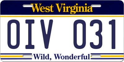 WV license plate OIV031