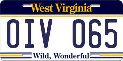 WV license plate OIV065