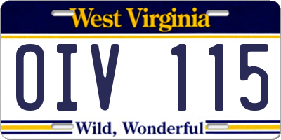 WV license plate OIV115