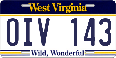 WV license plate OIV143