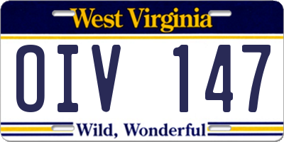 WV license plate OIV147