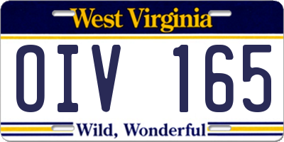 WV license plate OIV165