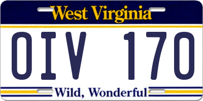 WV license plate OIV170