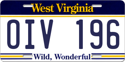 WV license plate OIV196
