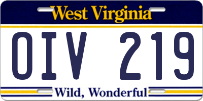 WV license plate OIV219