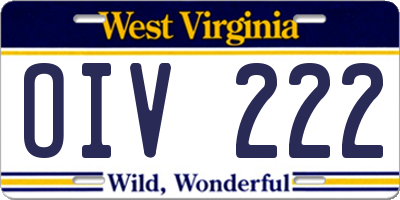 WV license plate OIV222