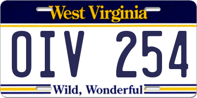 WV license plate OIV254