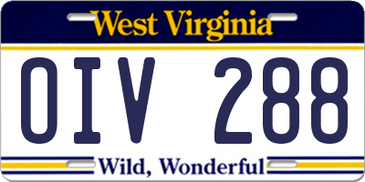 WV license plate OIV288