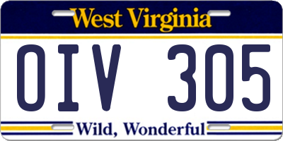 WV license plate OIV305