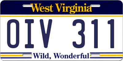 WV license plate OIV311