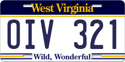 WV license plate OIV321