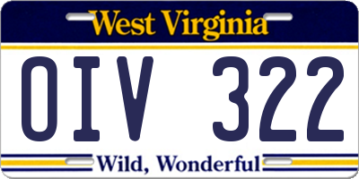 WV license plate OIV322