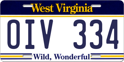 WV license plate OIV334