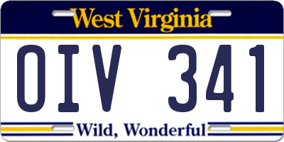 WV license plate OIV341