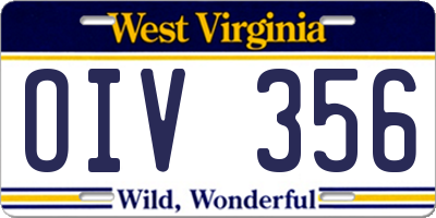 WV license plate OIV356