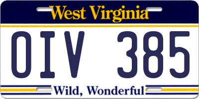 WV license plate OIV385