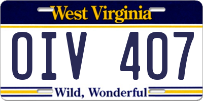 WV license plate OIV407