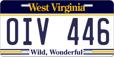WV license plate OIV446