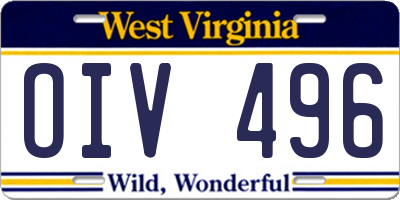 WV license plate OIV496