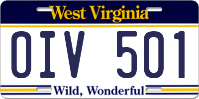 WV license plate OIV501