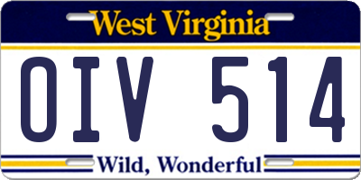 WV license plate OIV514