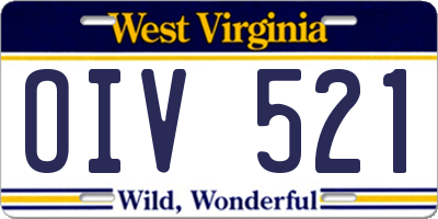 WV license plate OIV521