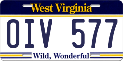 WV license plate OIV577