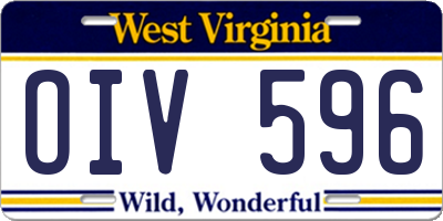 WV license plate OIV596