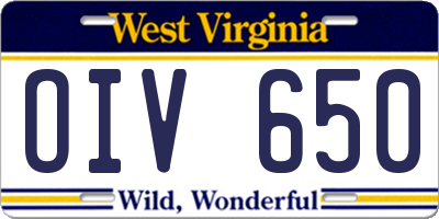 WV license plate OIV650