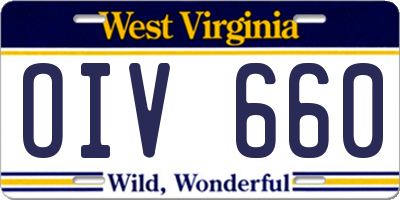 WV license plate OIV660