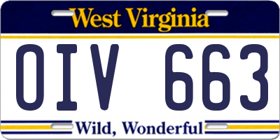 WV license plate OIV663