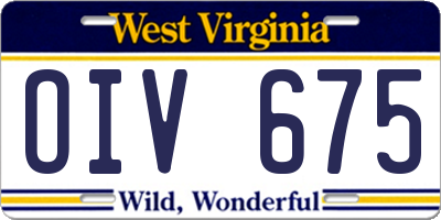 WV license plate OIV675